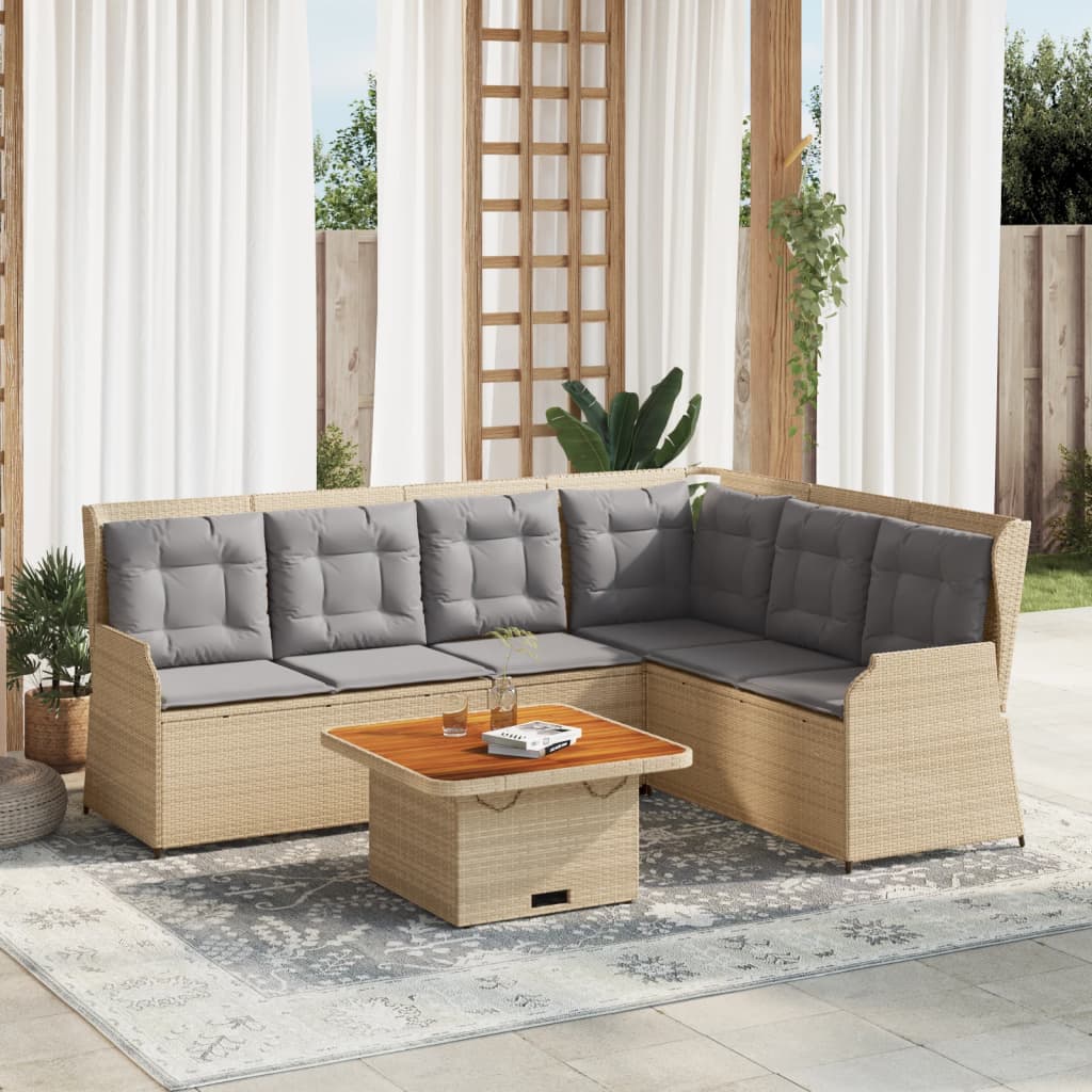 Vetonek Set muebles de jardín 5 pzas con cojines ratán sintético beige