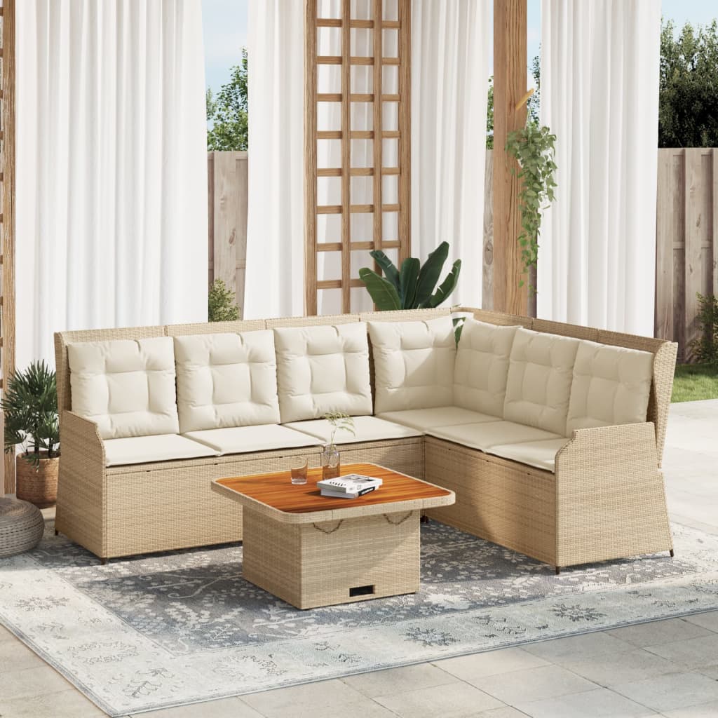 Vetonek Set muebles de jardín 5 pzas con cojines ratán sintético beige