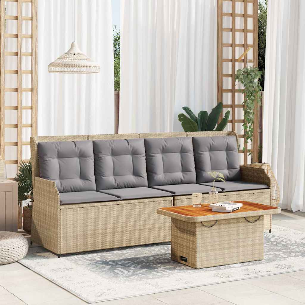 Vetonek Set muebles de jardín 3 piezas y cojines ratán sintético beige