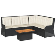 Set de muebles de jardín 5 pzas y cojines ratán sintético negro V1487 Vetonek