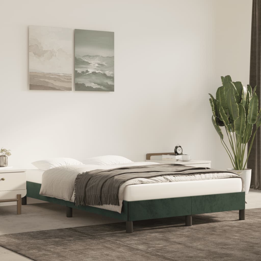 Vetonek Estructura cama sin colchón terciopelo verde oscuro 120x190cm