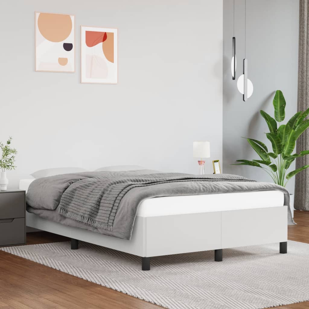 Vetonek Estructura de cama sin colchón cuero sintético blanco 120x190cm