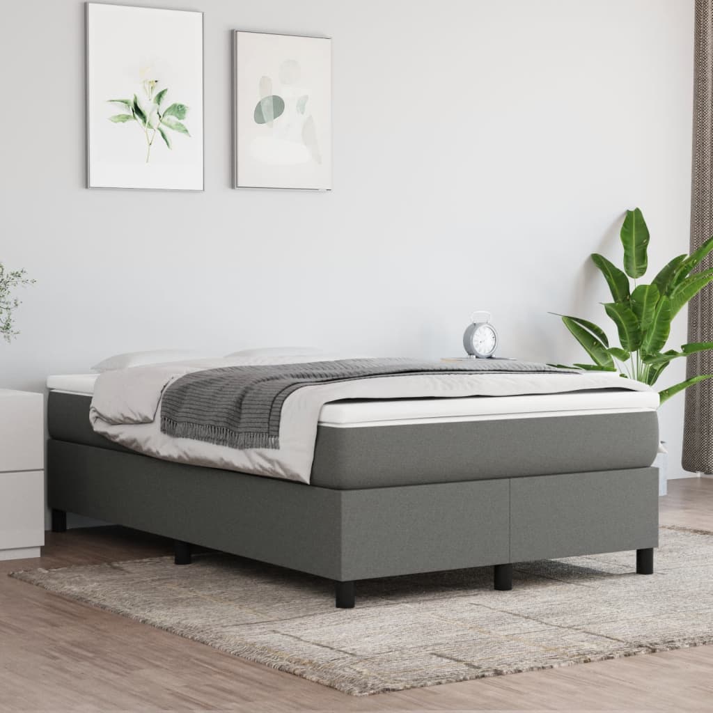 Cama box spring con colchón tela gris oscuro 120x190 cm V5713 Vetonek