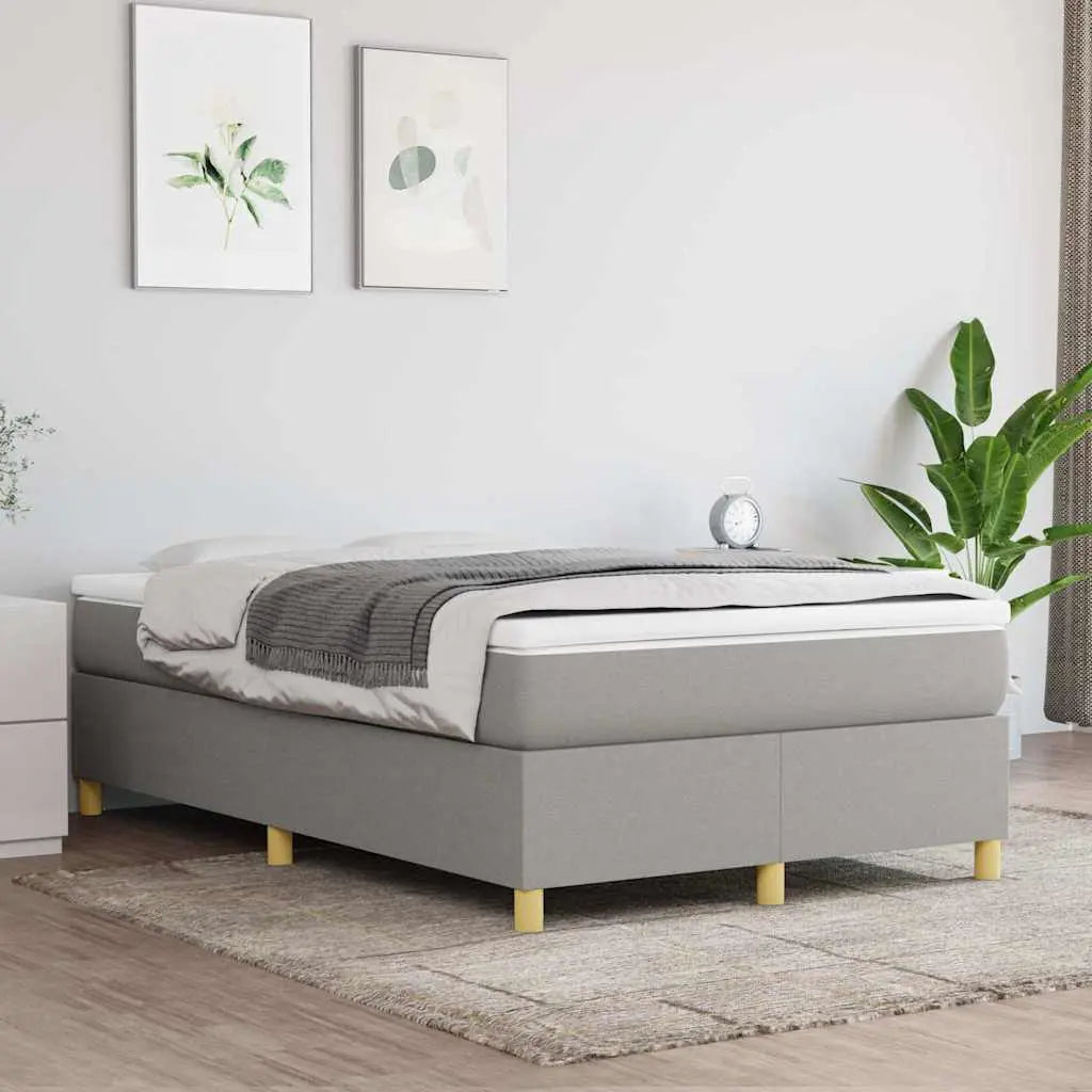 Cama box spring con colchón tela gris claro 120x190 cm V5775 Vetonek
