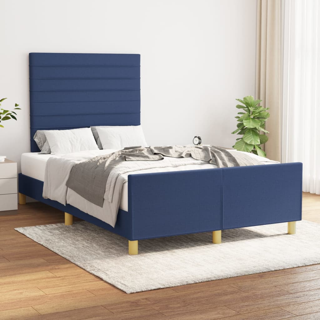 Vetonek Estructura de cama sin colchón tela azul 120x190 cm