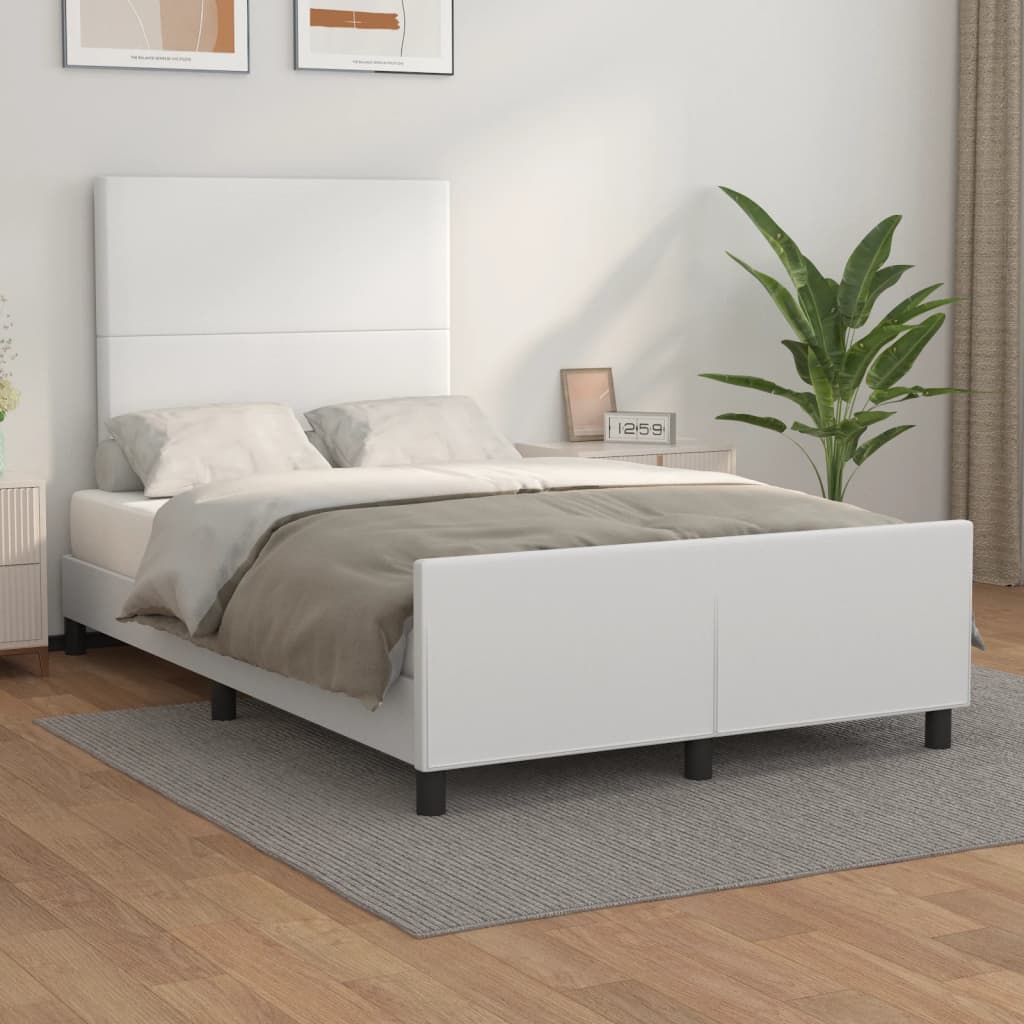 Vetonek Estructura de cama sin colchón cuero sintético blanco 120x190cm