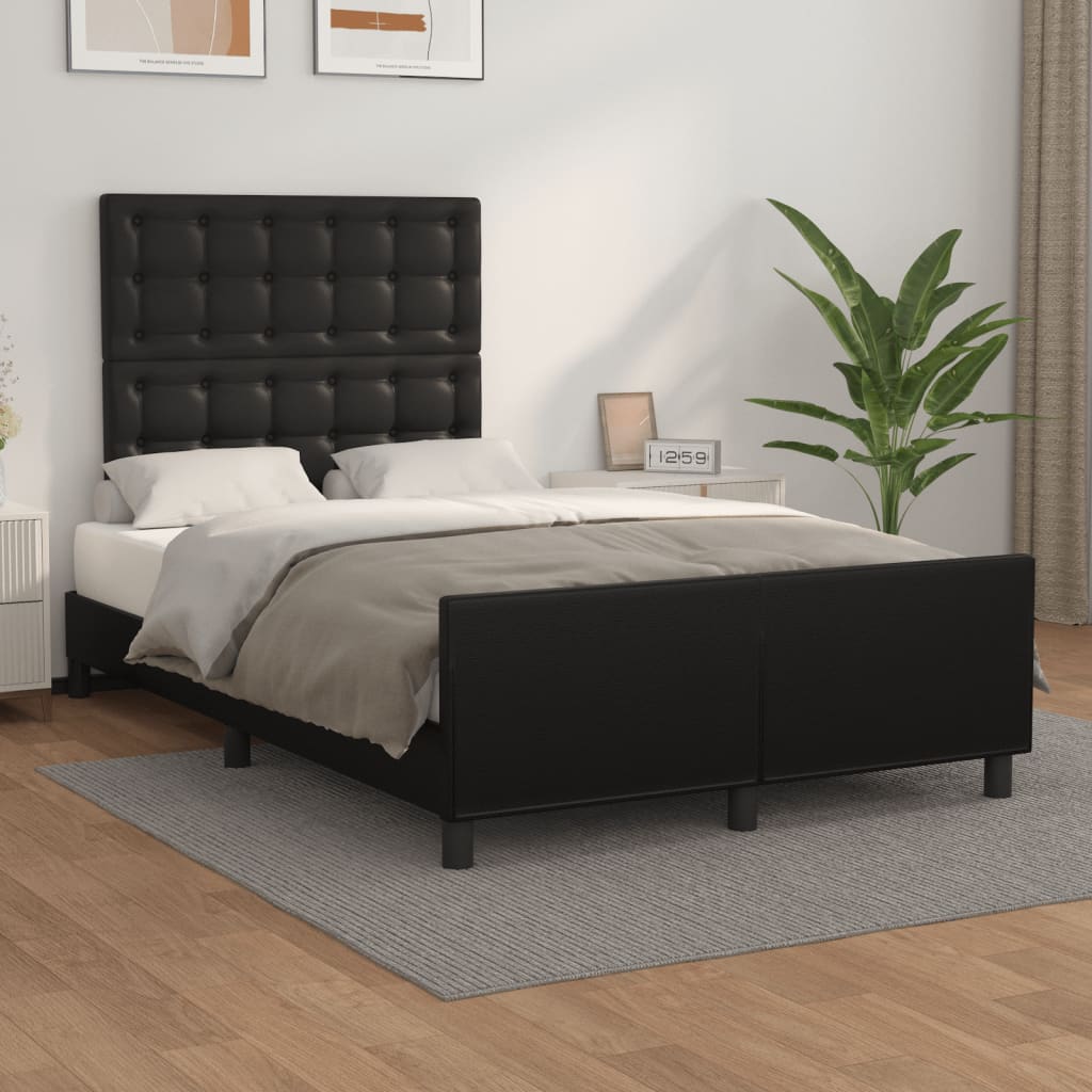 Vetonek Estructura de cama sin colchón cuero sintético negro 120x190 cm