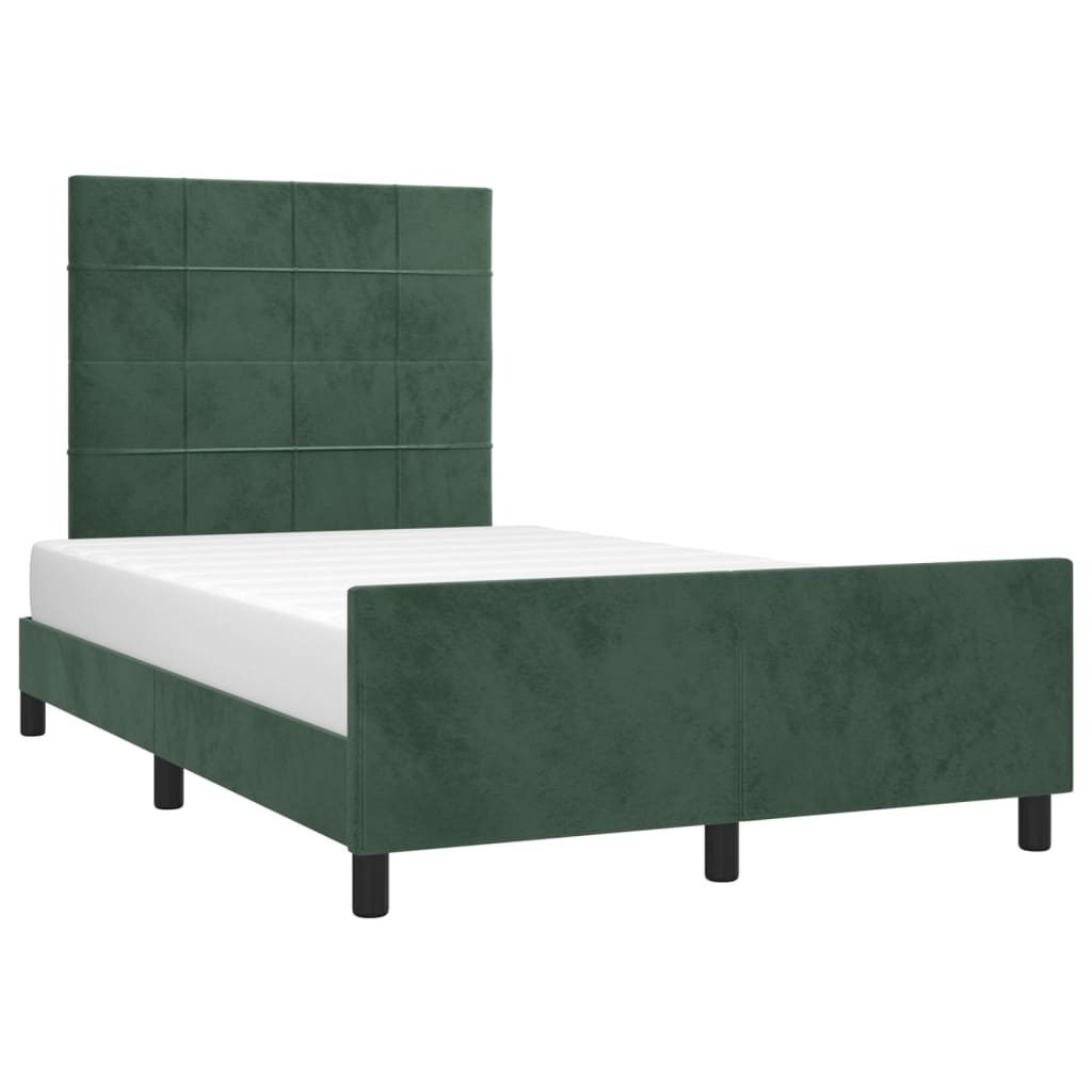 Vetonek Estructura cama sin colchón terciopelo verde oscuro 120x190cm