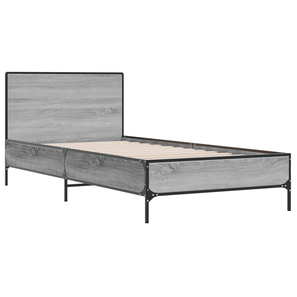 Estructura cama madera sintetizada Nexus metal gris Sonoma 100x200 cm