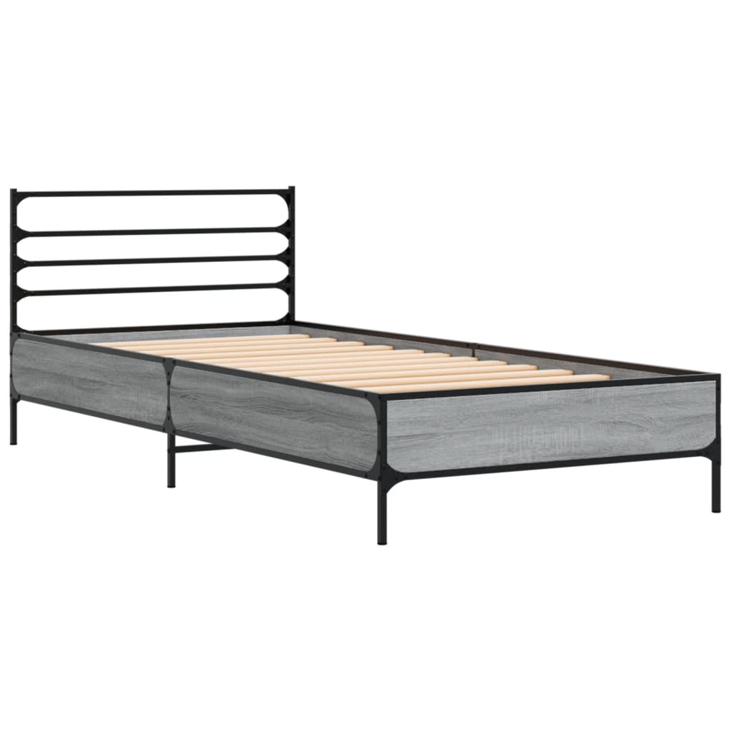 Estructura cama madera sintetizada Nexus metal gris Sonoma 100x200 cm