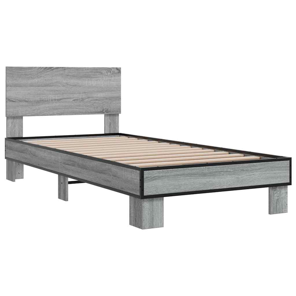 Estructura cama madera sintetizada Nexus metal gris Sonoma 100x200 cm