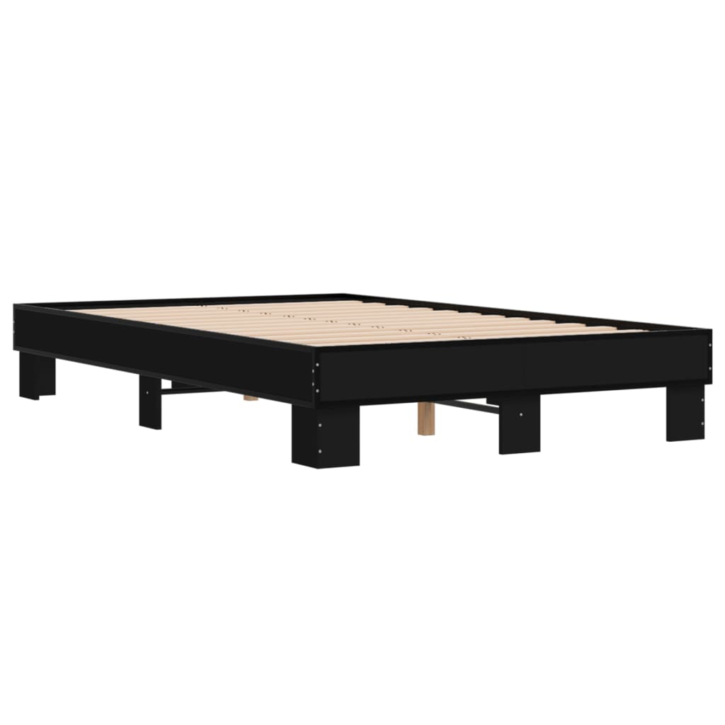 Estructura de cama madera de ingeniería y metal negro 120x200cm