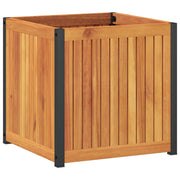 Jardinière en bois d'acacia massif et acier Vetonek 45x45x44 cm