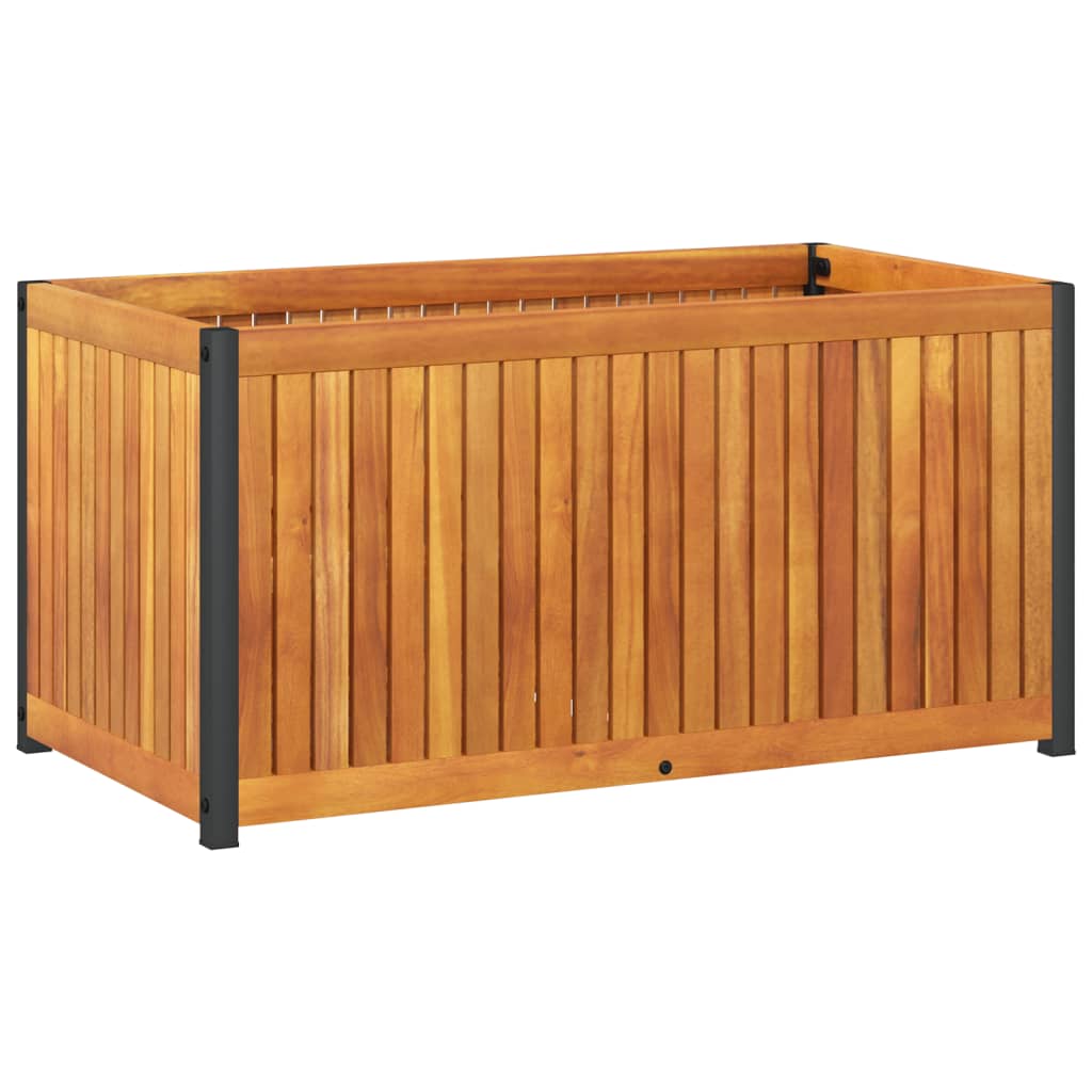Jardinière Vetonek en bois d'acacia massif et acier 85x45x44 cm