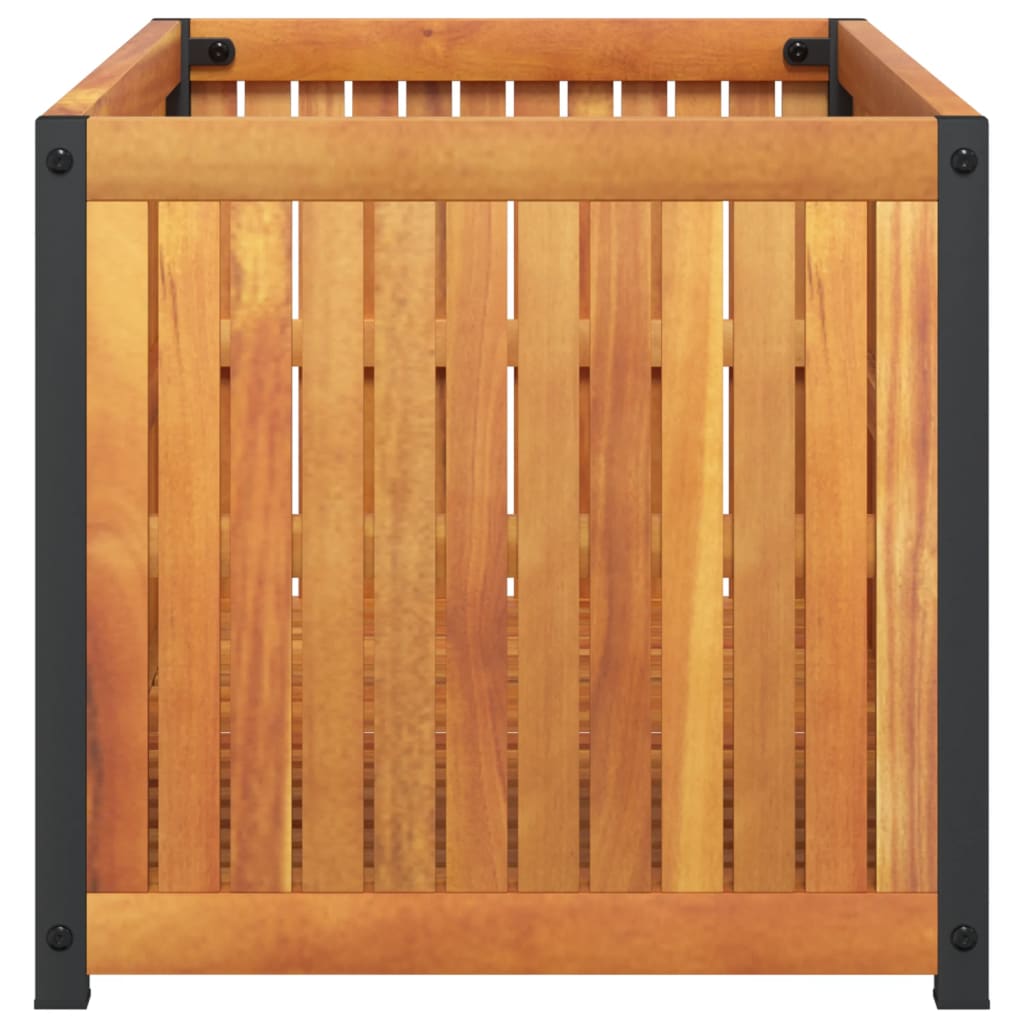 Jardinière en bois d'acacia massif et acier 85x45x44 cm v8898 - Vetonek