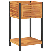 Vetonek Jardinera con estante madera maciza acacia y acero 45x45x80 cm