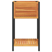 Jardinera con estante madera maciza acacia y acero 45x45x80 cm v8942 - Vetonek