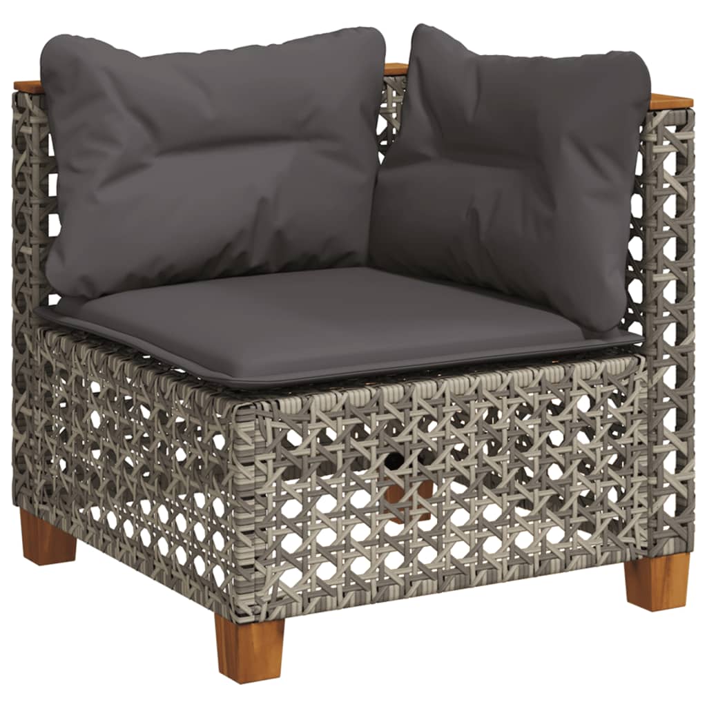 Garden furniture set 9 pcs and gray synthetic rattan cushions v71