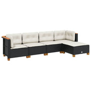 Set de muebles de jardín 5 pzas y cojines ratán sintético negro v9925 Vetonek