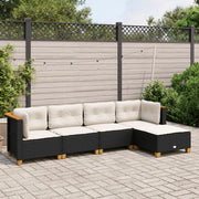 Set de muebles de jardín 5 pzas y cojines ratán sintético negro v9925 Vetonek