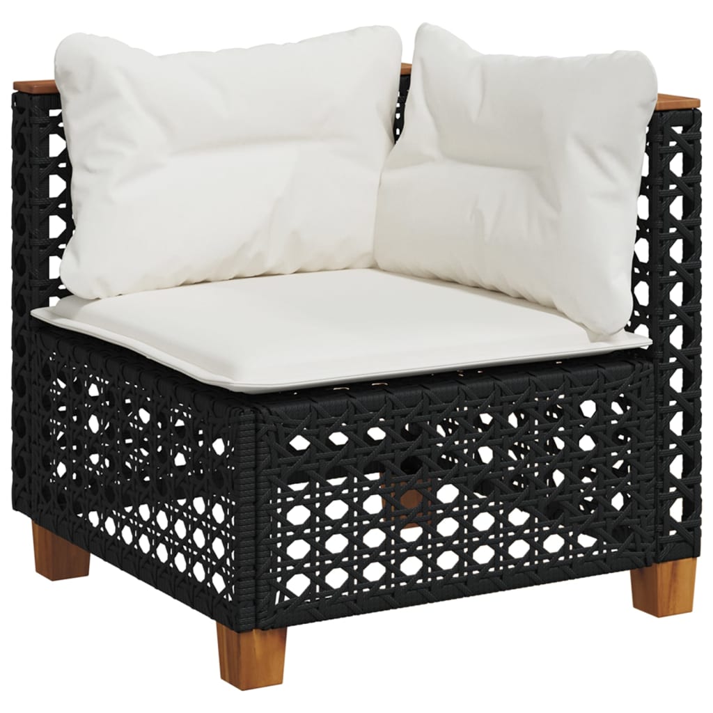 Garden Sofas Set 6 pieces and black synthetic rattan cushions