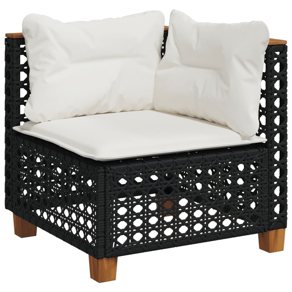 Garden Sofas Set 8 pieces and black synthetic rattan cushions