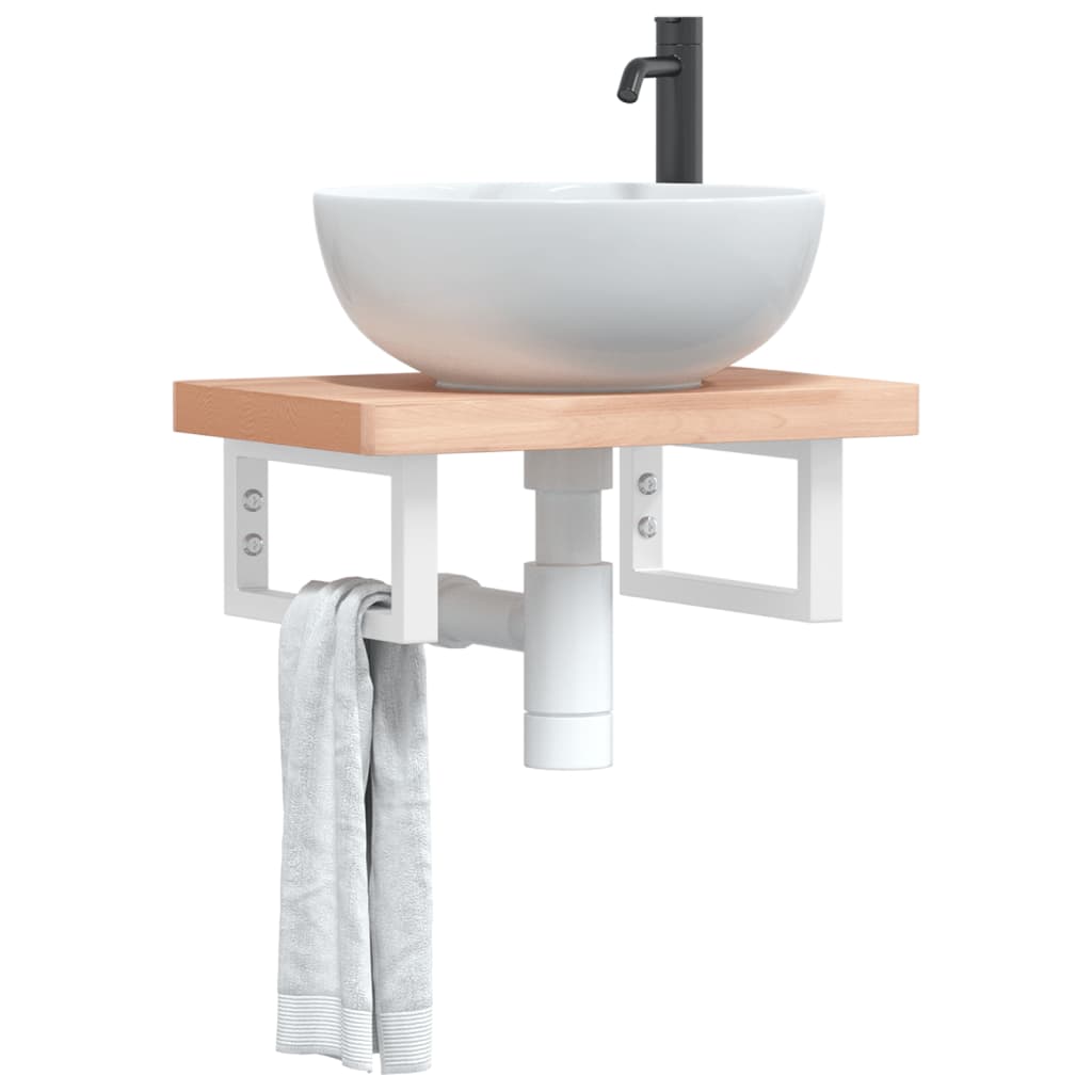 Vetonek Soportes estante de lavabo 2 uds rectangular acero blanco