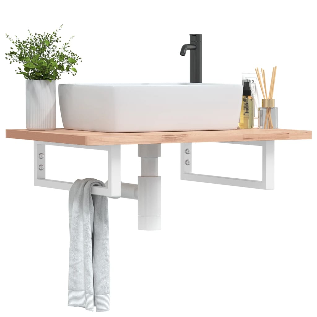 Vetonek Soportes estante de lavabo 2uds tejado rectangular acero blanco