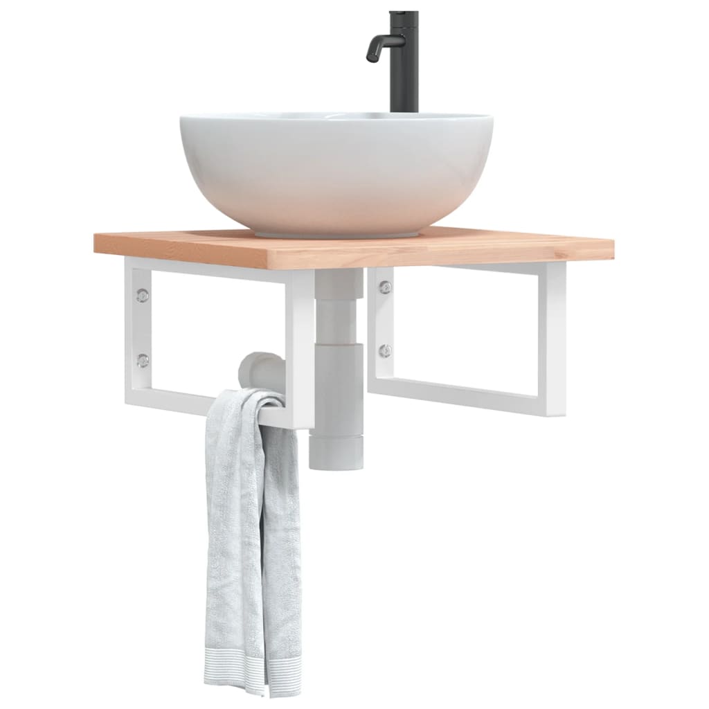 Vetonek Soportes estante de lavabo 2 uds rectangular acero blanco