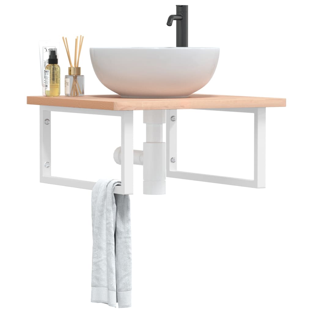 Vetonek Soportes estante de lavabo 2 uds rectangular acero blanco