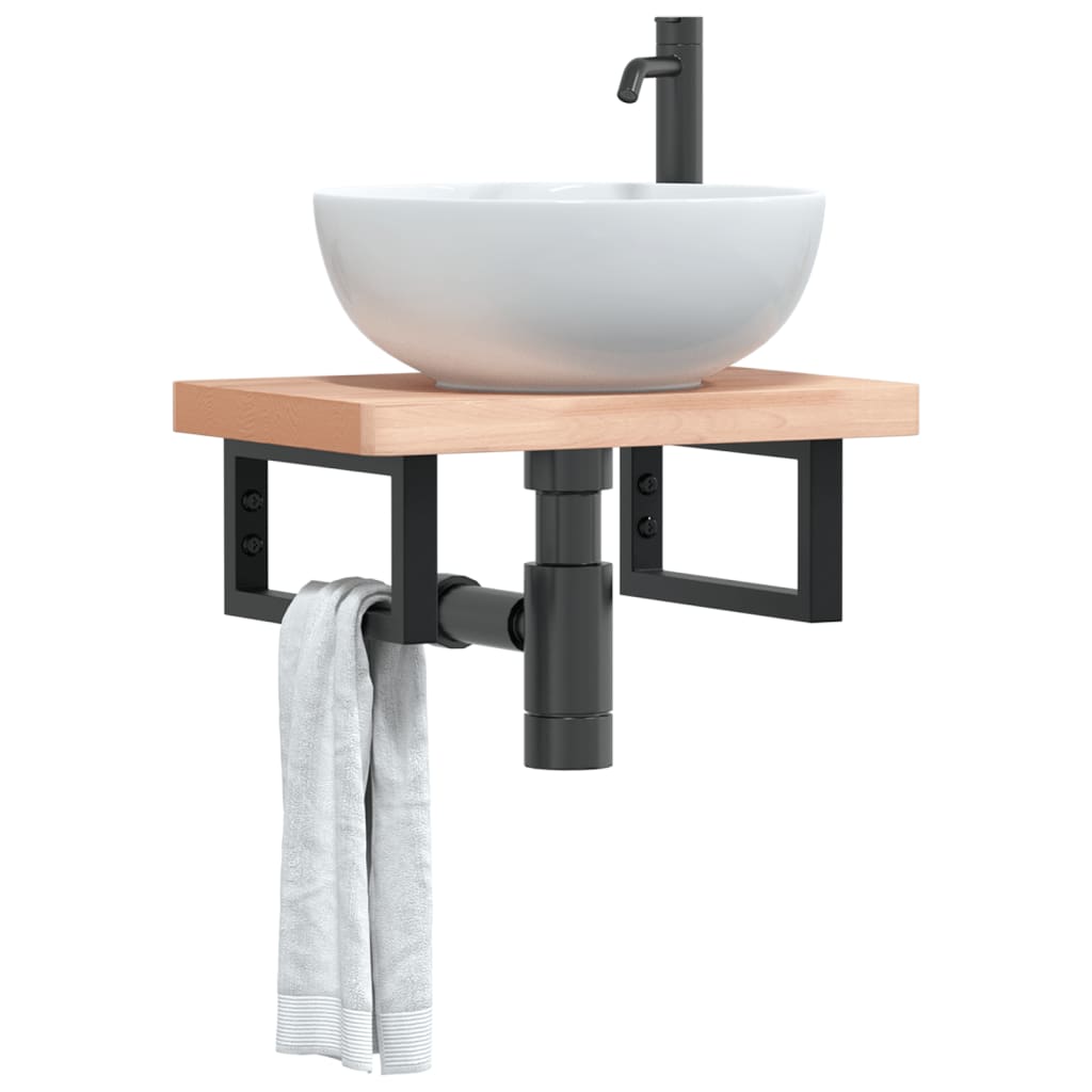 Vetonek Soportes estante de lavabo 2 uds rectangular acero negro