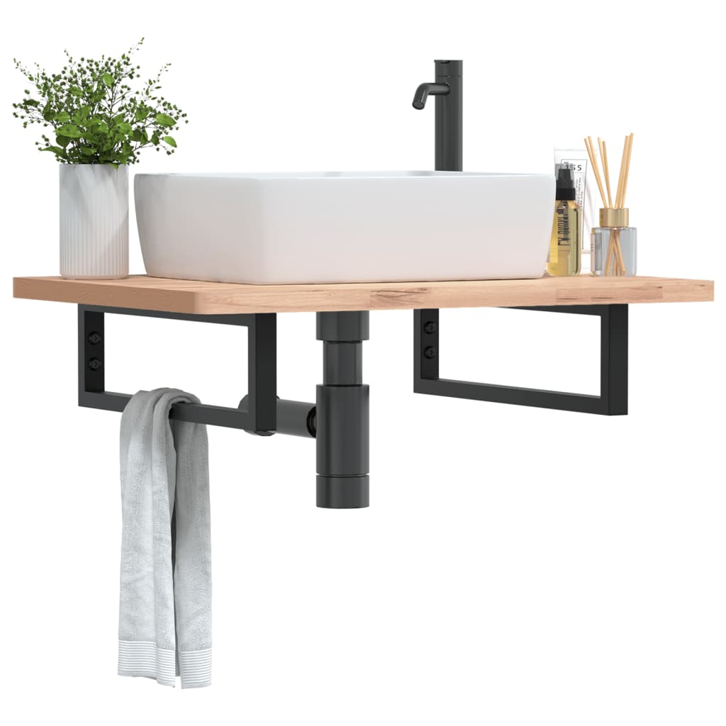 Vetonek Soportes estante de lavabo 2 uds rectangular acero negro