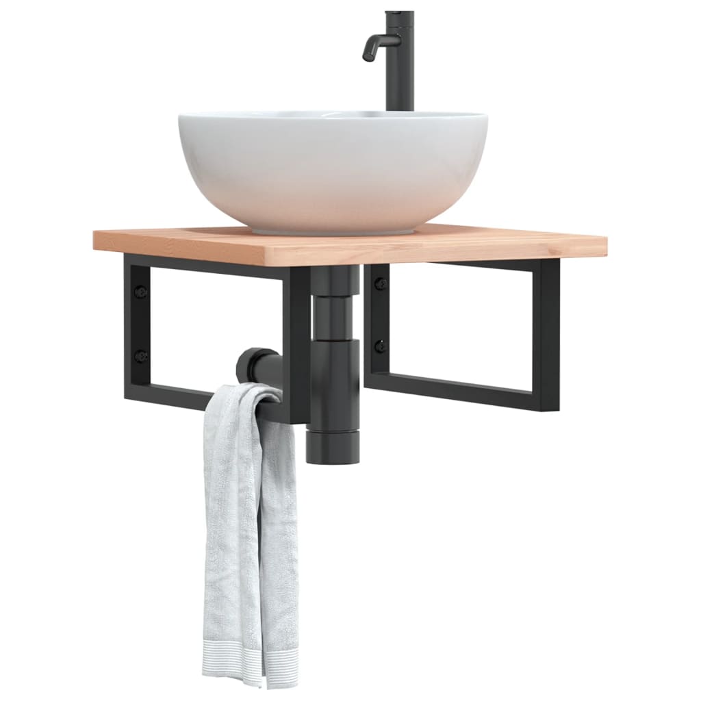 Vetonek Soportes estante de lavabo 2 uds rectangular acero negro