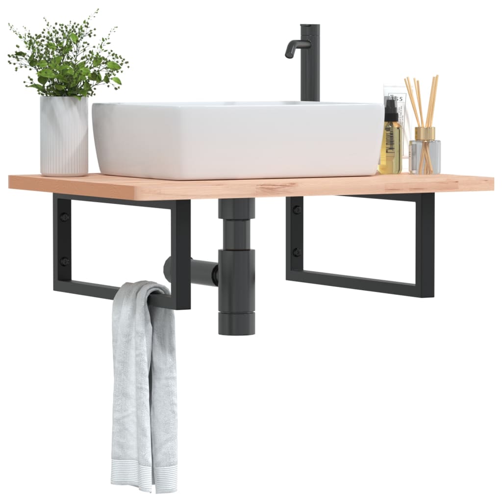 Vetonek Soportes estante de lavabo 2 uds rectangular acero negro