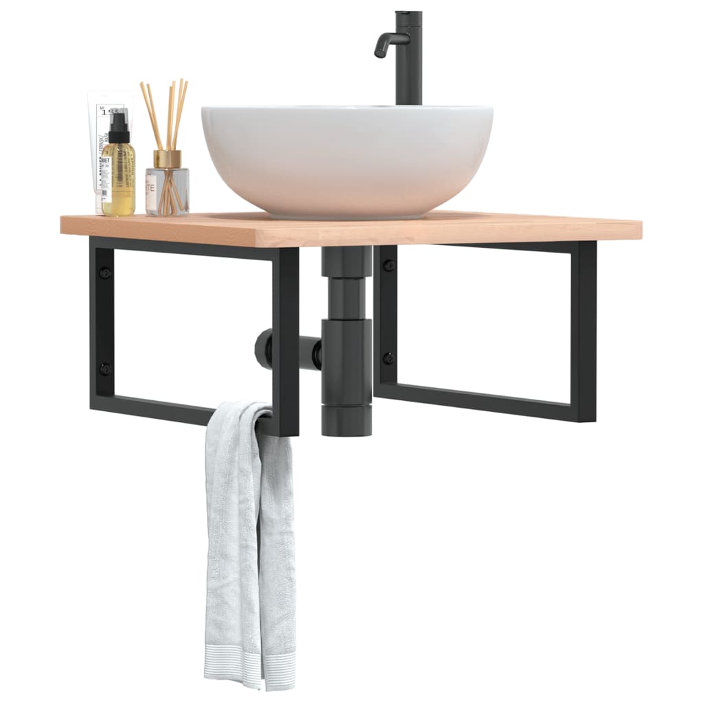 Vetonek Soportes estante de lavabo 2 uds rectangular acero negro