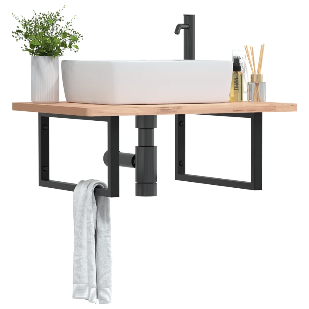 Vetonek Soportes estante de lavabo 2 uds rectangular acero negro