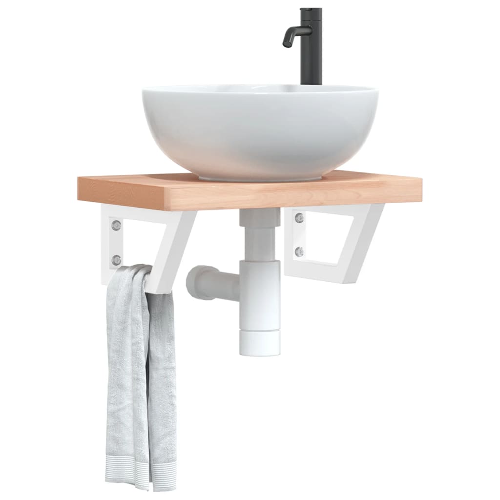 Vetonek Soportes estante de lavabo 2 unidades trapecio acero blanco