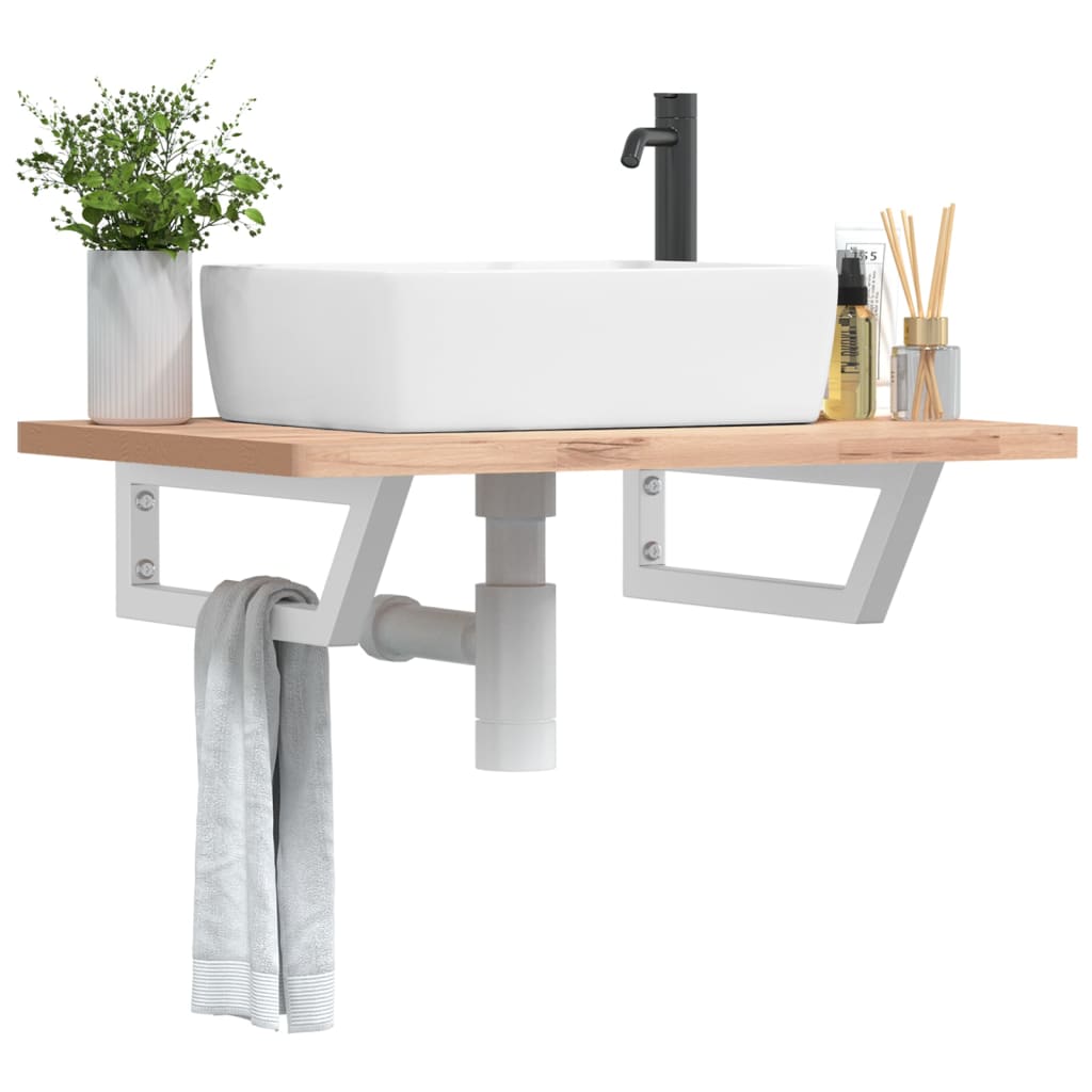 Vetonek Soportes estante de lavabo 2 unidades trapecio acero blanco