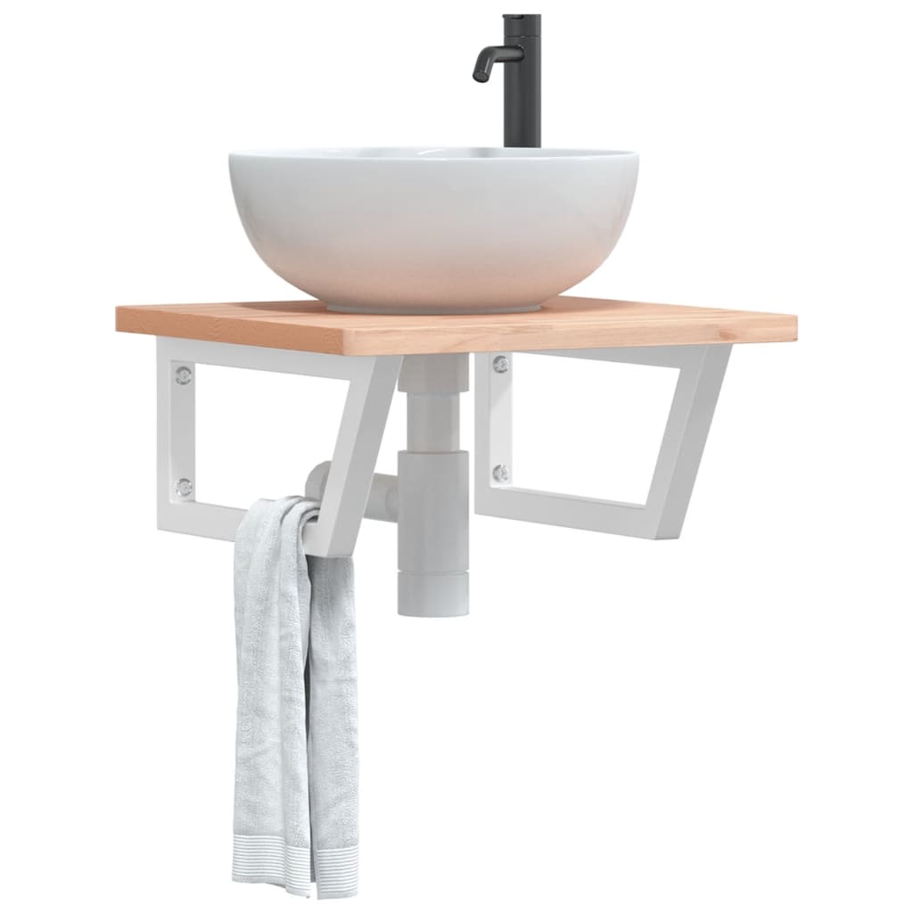 Vetonek Soportes estante de lavabo 2 unidades trapecio acero blanco