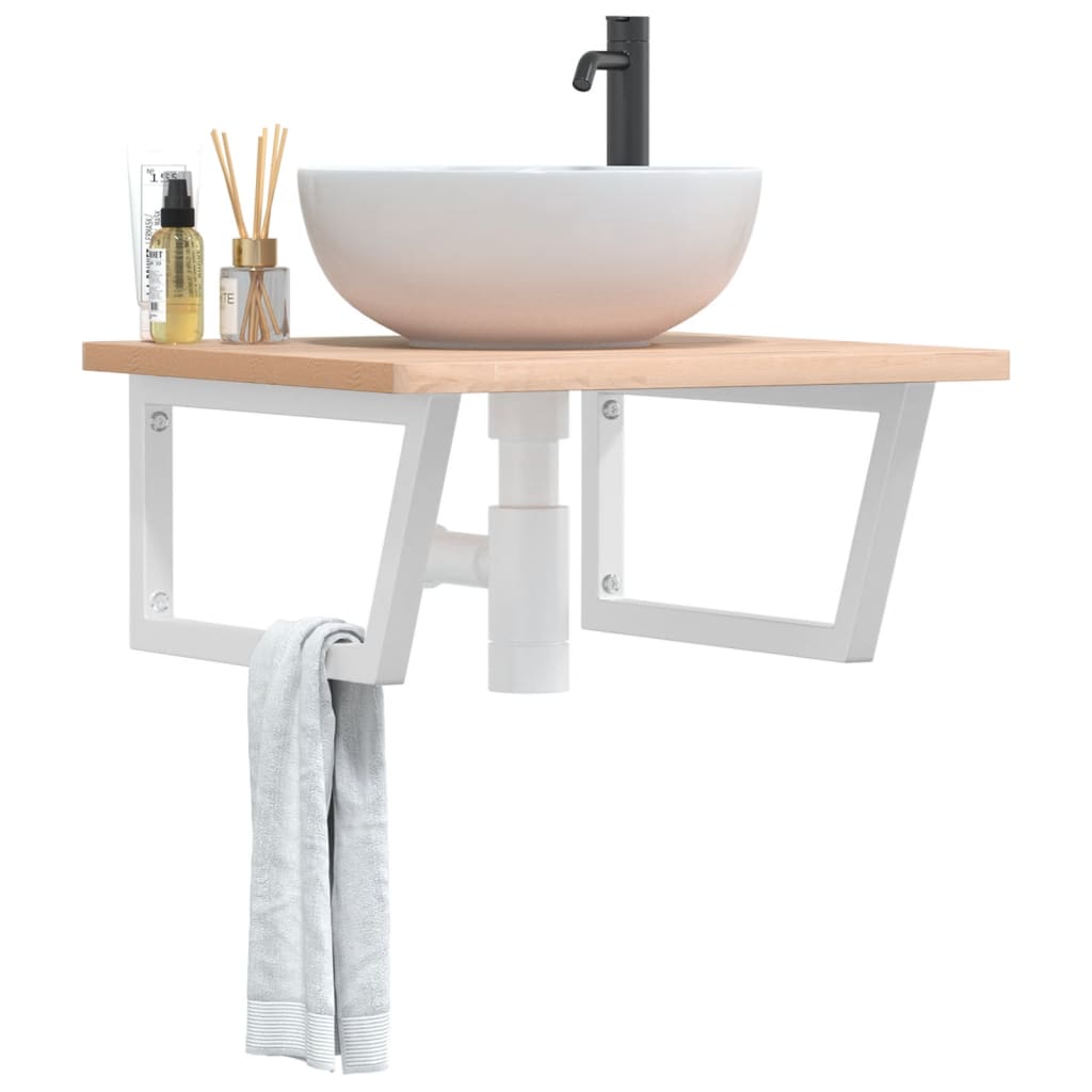 Vetonek Soportes estante de lavabo 2 unidades trapecio acero blanco