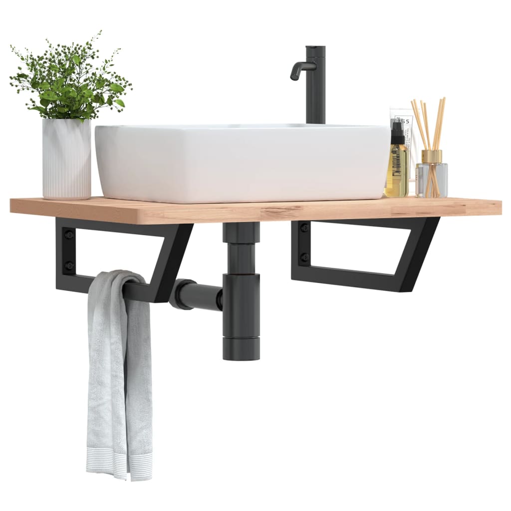 Vetonek Soportes estante de lavabo 2 unidades trapecio acero negro