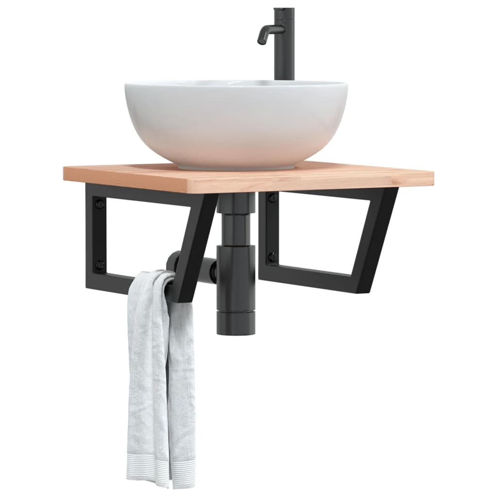 Vetonek Soportes estante de lavabo 2 unidades trapecio acero negro