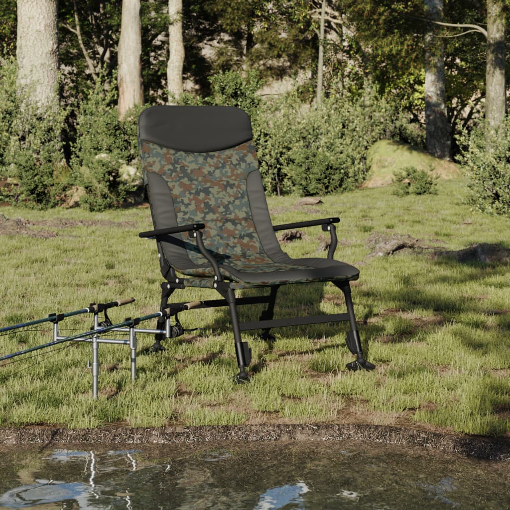 Vetonek Silla de pesca con reposabrazos plegable camuflaje