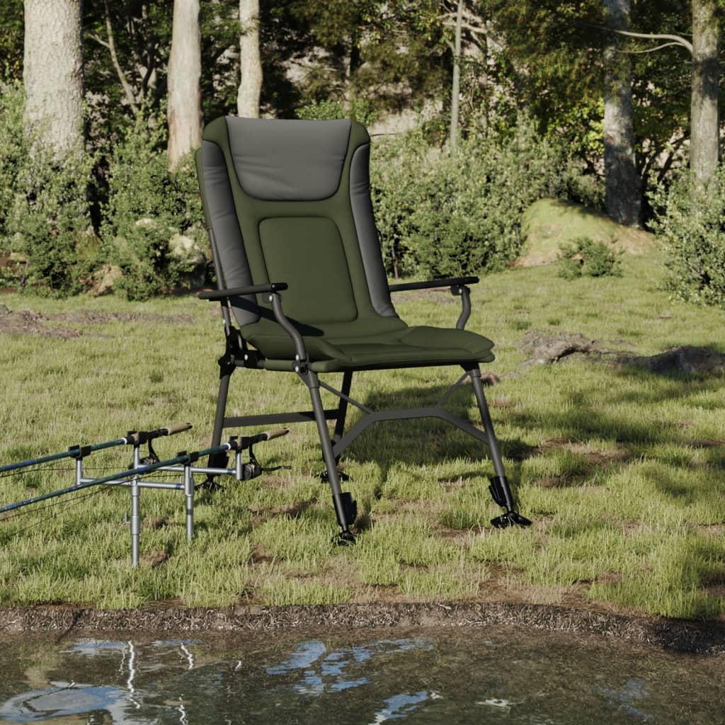 Vetonek Silla de pesca con reposabrazos plegable verde