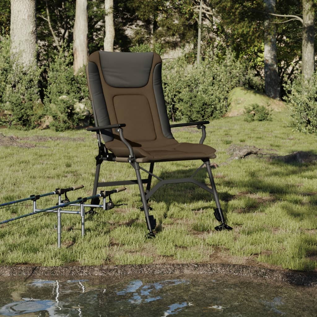 Vetonek Silla de pesca con reposabrazos plegable taupe