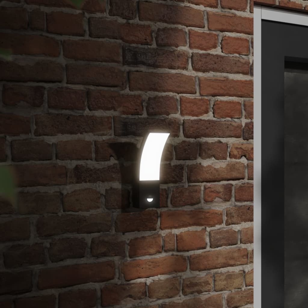 Vetonek Lámparas de pared LED exterior con sensor 2 uds aluminio negro