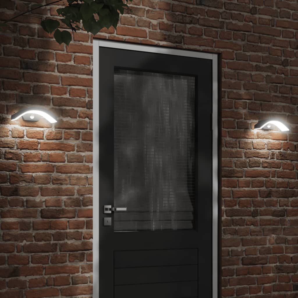 Vetonek Lámparas de pared LED exterior con sensor 2 uds aluminio negro