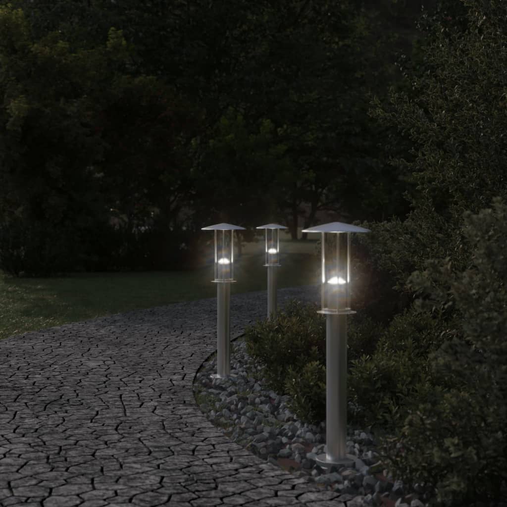 Außenstofflampen 3 Edelstahleinheiten 60 cm