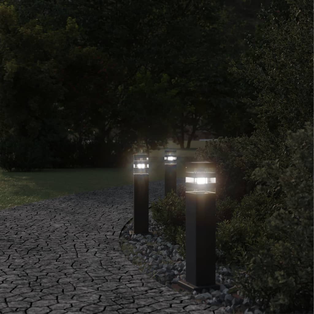 Außenstofflampen 3 Einheiten schwarzes Aluminium 50 cm