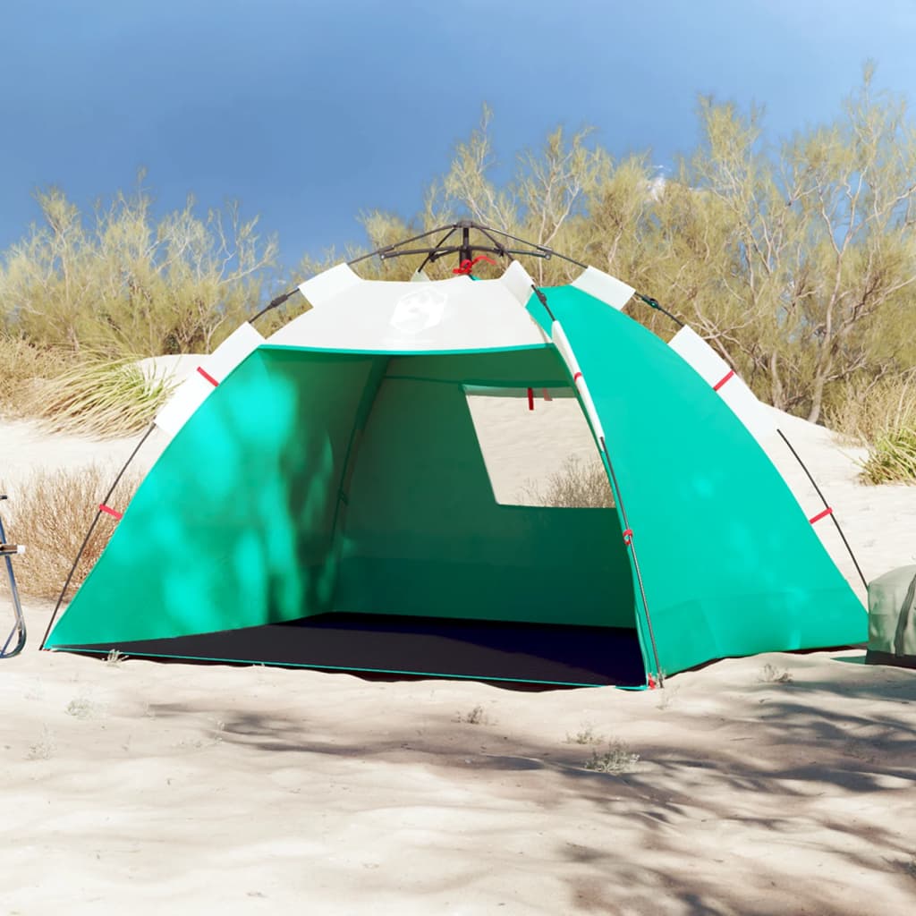 Tienda de playa 2 personas impermeable apertura rápida verde